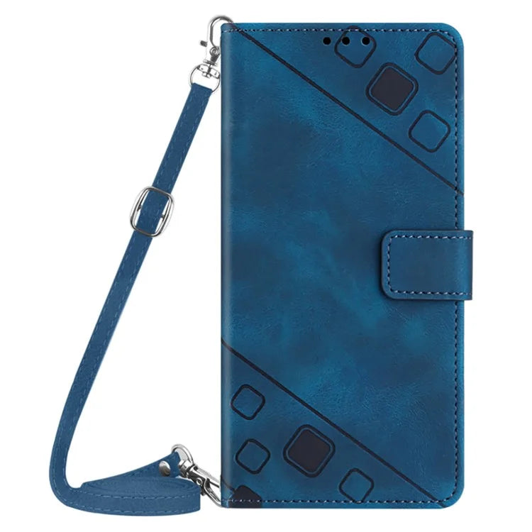 PT005 YB Imprinting Series-7 for Samsung Galaxy A05s 4G Case Imprinted Leather Phone Cover with Shoulder Strap