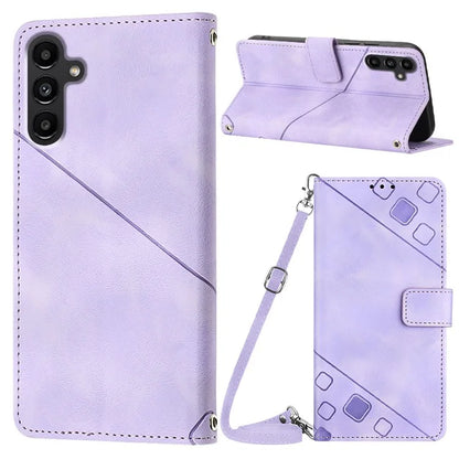 PT005 YB Imprinting Series-7 for Samsung Galaxy A05s 4G Case Imprinted Leather Phone Cover with Shoulder Strap