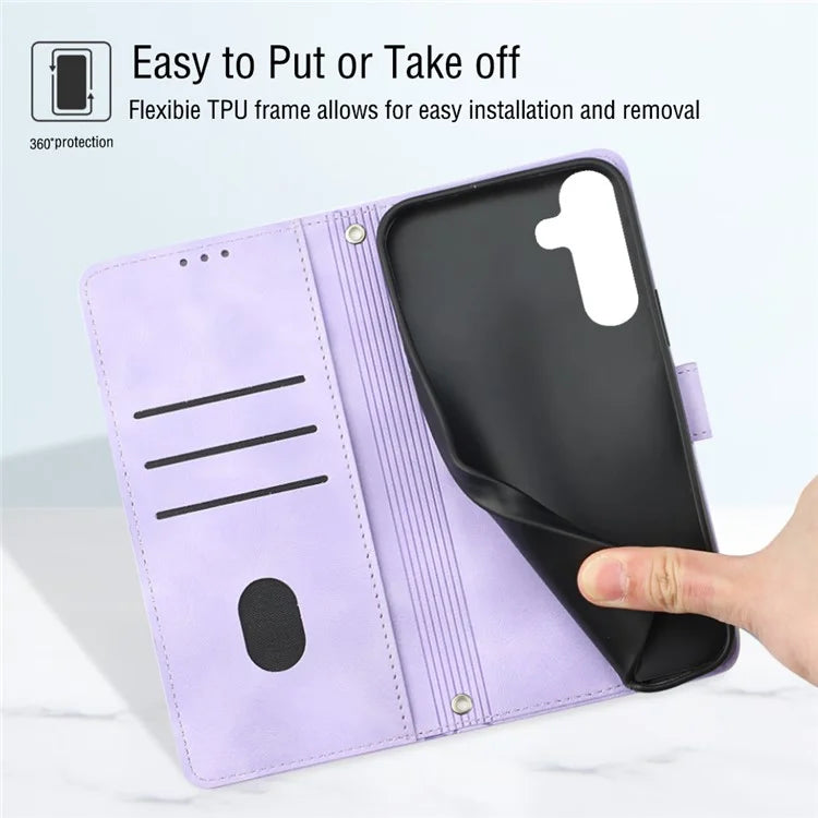 PT005 YB Imprinting Series-7 for Samsung Galaxy A05s 4G Case Imprinted Leather Phone Cover with Shoulder Strap