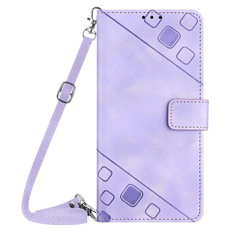 PT005 YB Imprinting Series-7 for Samsung Galaxy A05s 4G Case Imprinted Leather Phone Cover with Shoulder Strap