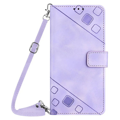 PT005 YB Imprinting Series-7 for Samsung Galaxy A05s 4G Case Imprinted Leather Phone Cover with Shoulder Strap