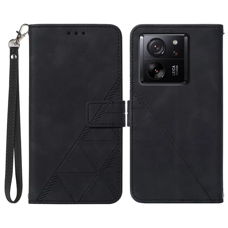 YB Imprinting Series-1 For Xiaomi 13T / 13T Pro / Redmi K60 Ultra Case PU Leather Wallet Phone Cover with Strap