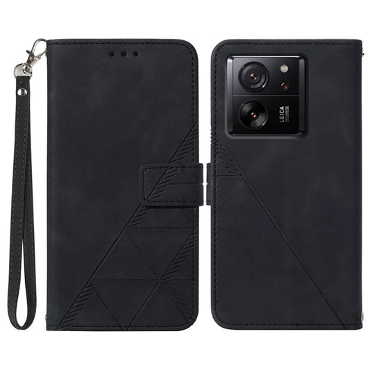 YB Imprinting Series-1 For Xiaomi 13T / 13T Pro / Redmi K60 Ultra Case PU Leather Wallet Phone Cover with Strap