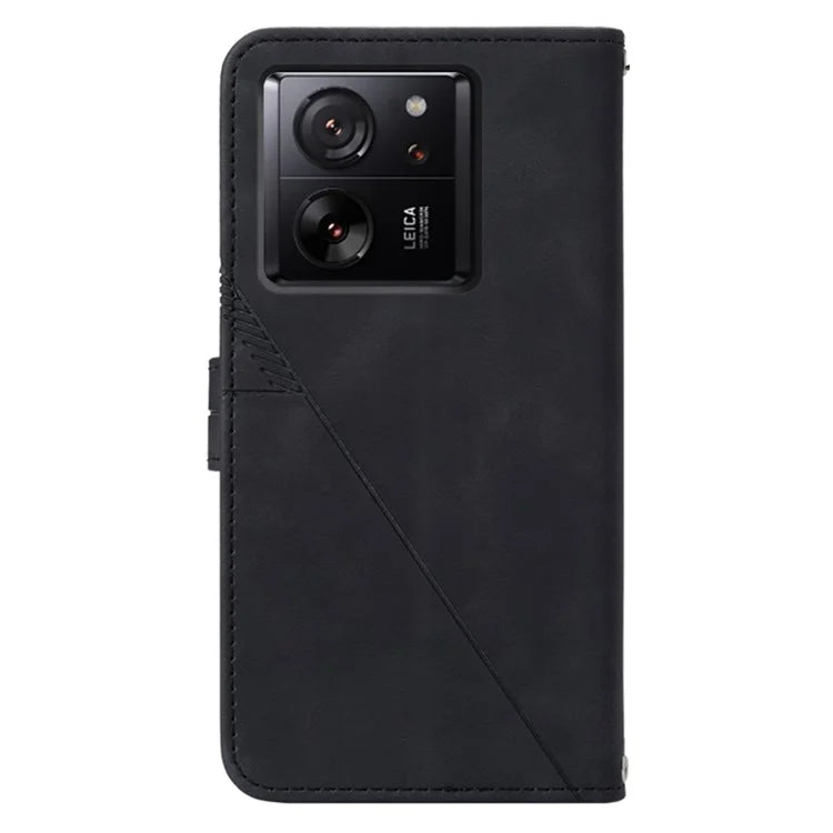 YB Imprinting Series-1 For Xiaomi 13T / 13T Pro / Redmi K60 Ultra Case PU Leather Wallet Phone Cover with Strap