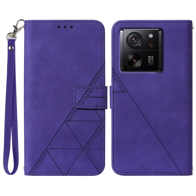 YB Imprinting Series-1 For Xiaomi 13T / 13T Pro / Redmi K60 Ultra Case PU Leather Wallet Phone Cover with Strap