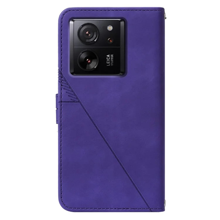 YB Imprinting Series-1 For Xiaomi 13T / 13T Pro / Redmi K60 Ultra Case PU Leather Wallet Phone Cover with Strap