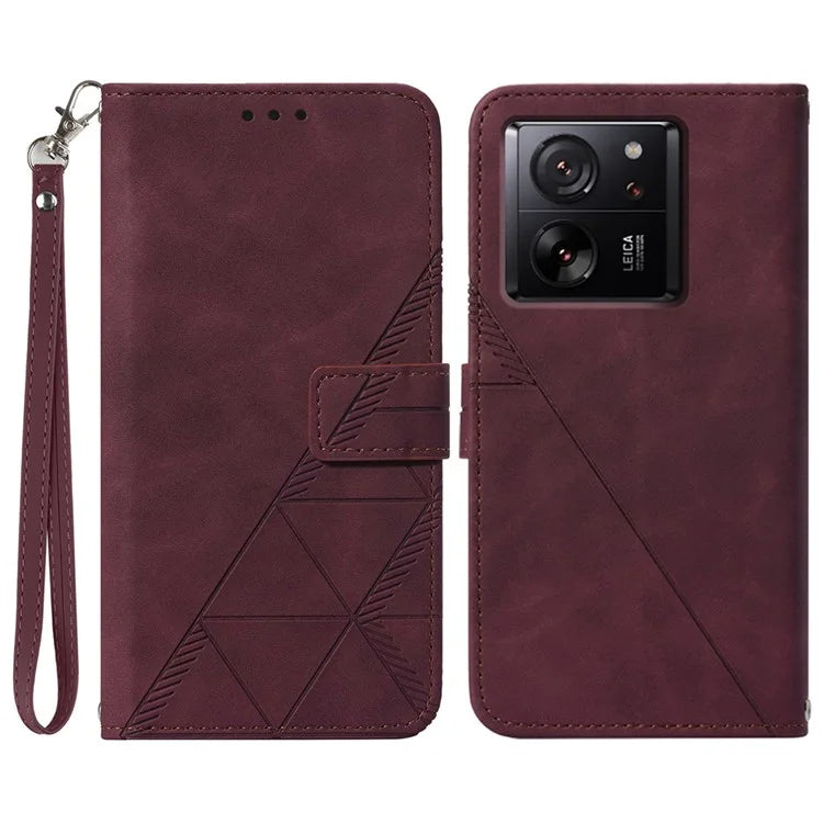 YB Imprinting Series-1 For Xiaomi 13T / 13T Pro / Redmi K60 Ultra Case PU Leather Wallet Phone Cover with Strap