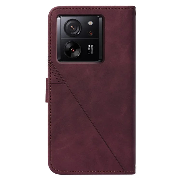 YB Imprinting Series-1 For Xiaomi 13T / 13T Pro / Redmi K60 Ultra Case PU Leather Wallet Phone Cover with Strap