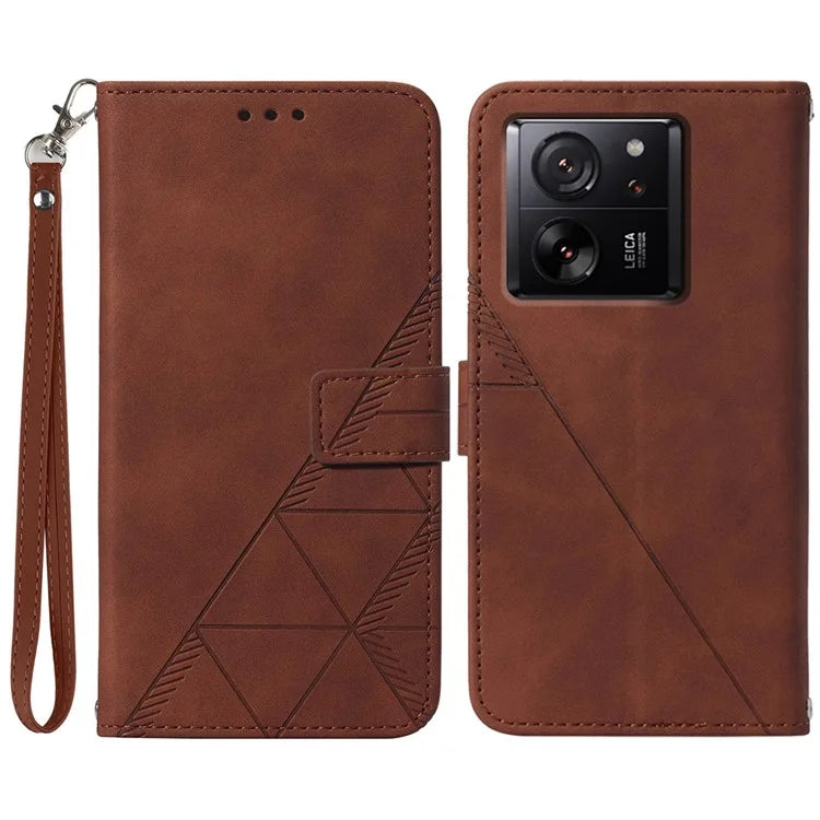 YB Imprinting Series-1 For Xiaomi 13T / 13T Pro / Redmi K60 Ultra Case PU Leather Wallet Phone Cover with Strap