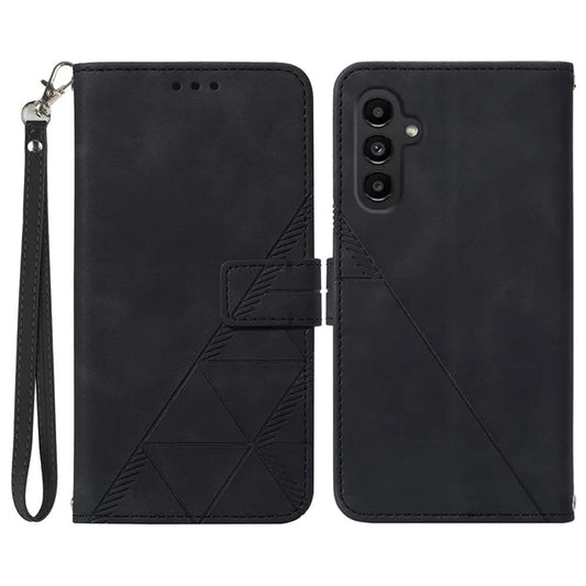 YB Imprinting Series-1 For Samsung Galaxy A05s 4G Case Leather Wallet Imprinted Phone Cover with Strap