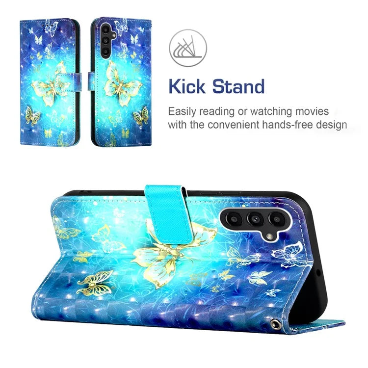 YB Pattern Printing Leather Series-2 For Samsung Galaxy A15 4G 4G Case Phone Cover with Wallet Stand