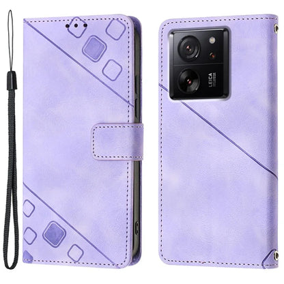 PT005 YB Imprinting Series-6 For Xiaomi 13T / 13T Pro / Redmi K60 Ultra Case PU Leather Flip Cover Phone Wallet