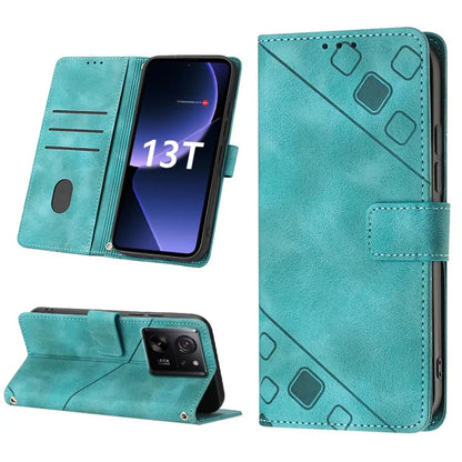 PT005 YB Imprinting Series-6 For Xiaomi 13T / 13T Pro / Redmi K60 Ultra Case PU Leather Flip Cover Phone Wallet