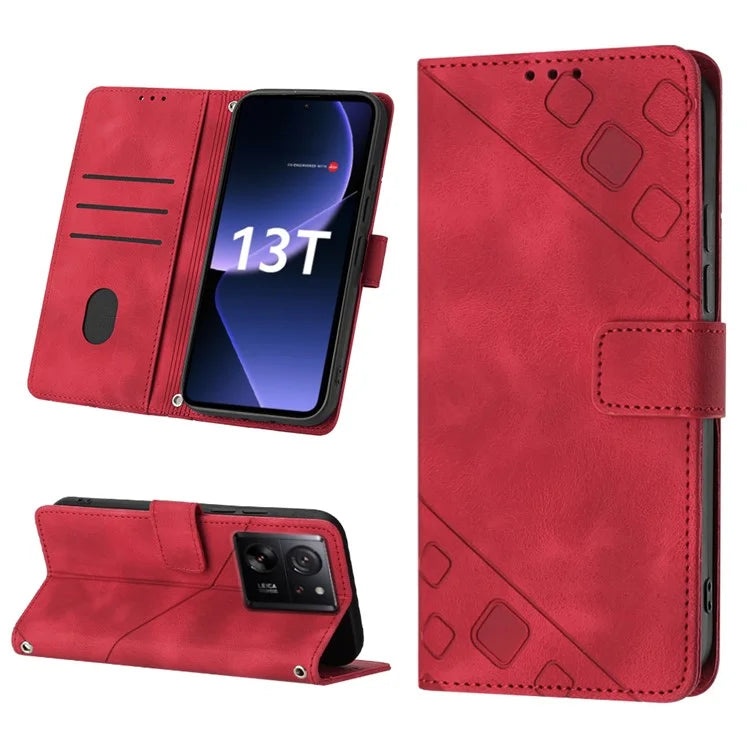 PT005 YB Imprinting Series-6 For Xiaomi 13T / 13T Pro / Redmi K60 Ultra Case PU Leather Flip Cover Phone Wallet