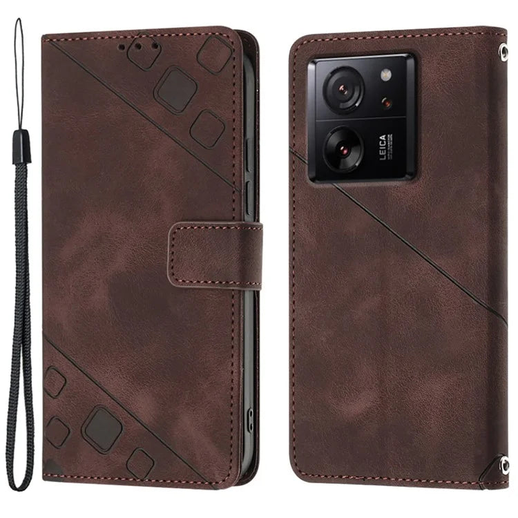 PT005 YB Imprinting Series-6 For Xiaomi 13T / 13T Pro / Redmi K60 Ultra Case PU Leather Flip Cover Phone Wallet