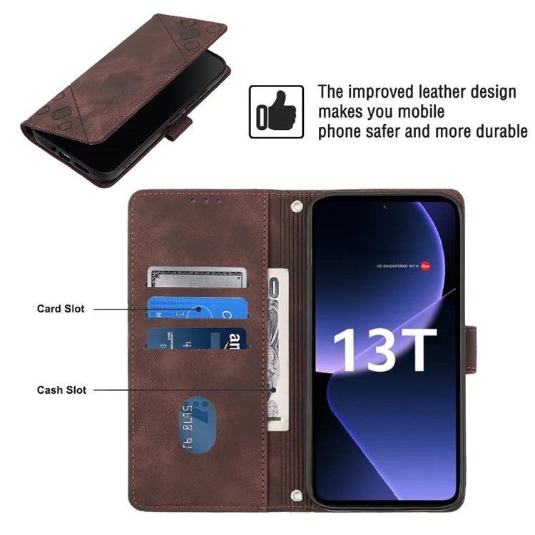 PT005 YB Imprinting Series-6 For Xiaomi 13T / 13T Pro / Redmi K60 Ultra Case PU Leather Flip Cover Phone Wallet
