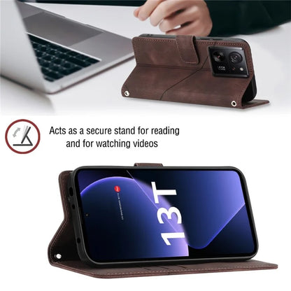 PT005 YB Imprinting Series-6 For Xiaomi 13T / 13T Pro / Redmi K60 Ultra Case PU Leather Flip Cover Phone Wallet