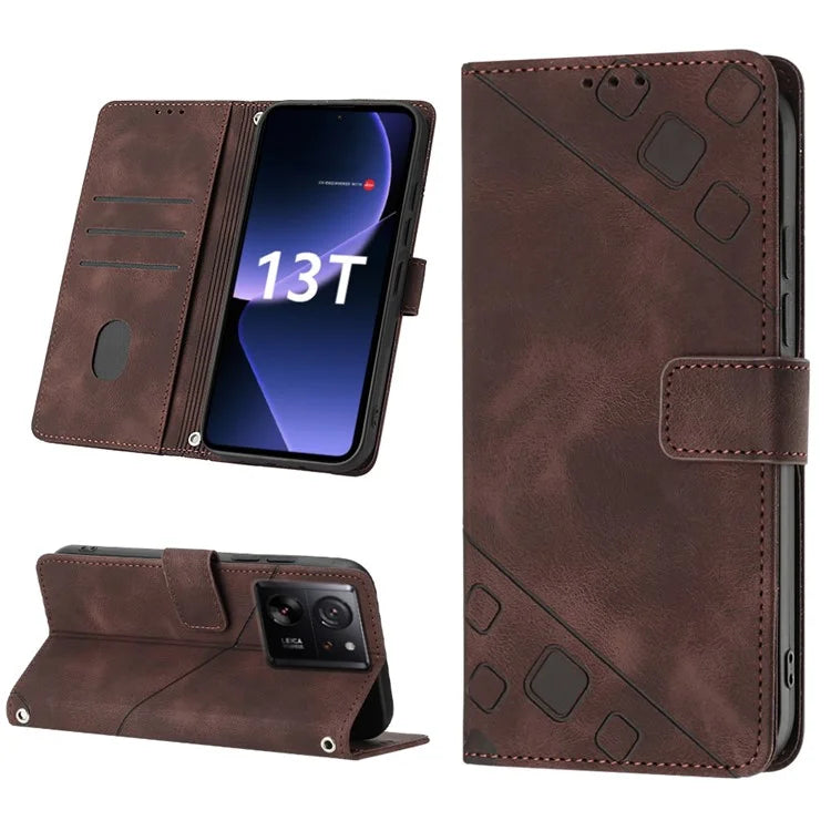 PT005 YB Imprinting Series-6 For Xiaomi 13T / 13T Pro / Redmi K60 Ultra Case PU Leather Flip Cover Phone Wallet