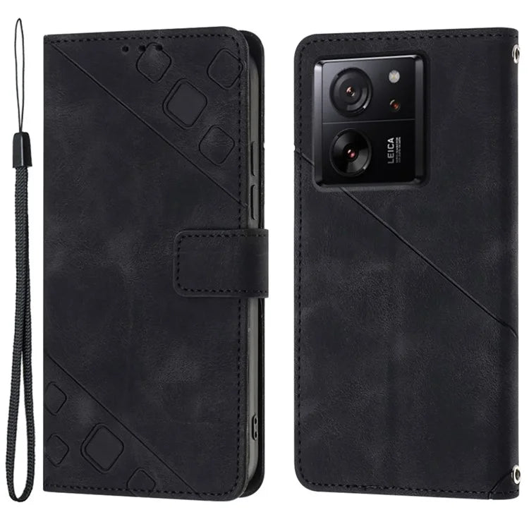 PT005 YB Imprinting Series-6 For Xiaomi 13T / 13T Pro / Redmi K60 Ultra Case PU Leather Flip Cover Phone Wallet