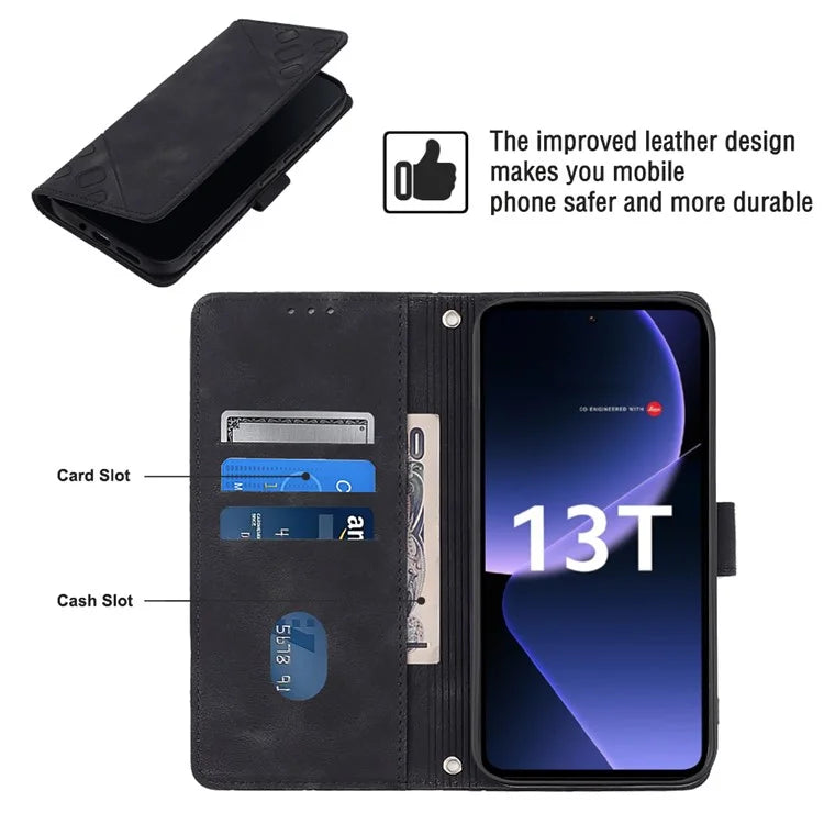 PT005 YB Imprinting Series-6 For Xiaomi 13T / 13T Pro / Redmi K60 Ultra Case PU Leather Flip Cover Phone Wallet