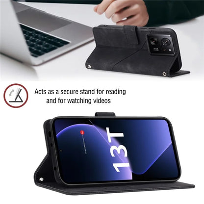 PT005 YB Imprinting Series-6 For Xiaomi 13T / 13T Pro / Redmi K60 Ultra Case PU Leather Flip Cover Phone Wallet