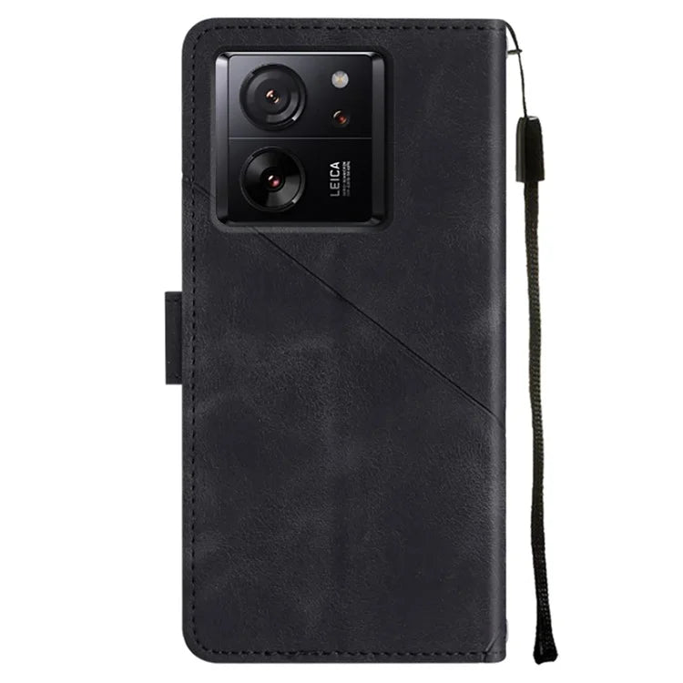 PT005 YB Imprinting Series-6 For Xiaomi 13T / 13T Pro / Redmi K60 Ultra Case PU Leather Flip Cover Phone Wallet