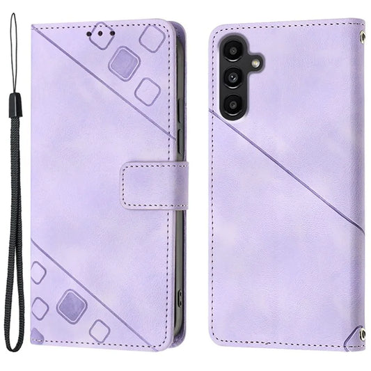 PT005 YB Imprinting Series-6 For Samsung Galaxy A05s 4G Case PU Leather Cover with Hand Strap
