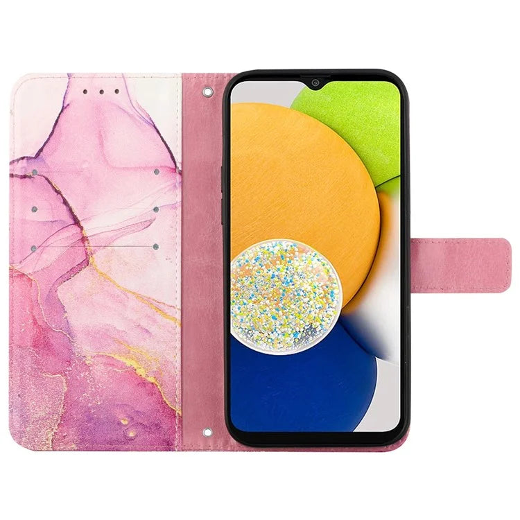 YB Pattern Printing Leather Series-5 for Samsung Galaxy A05 4G Case Leather Wallet Phone Shell with Strap