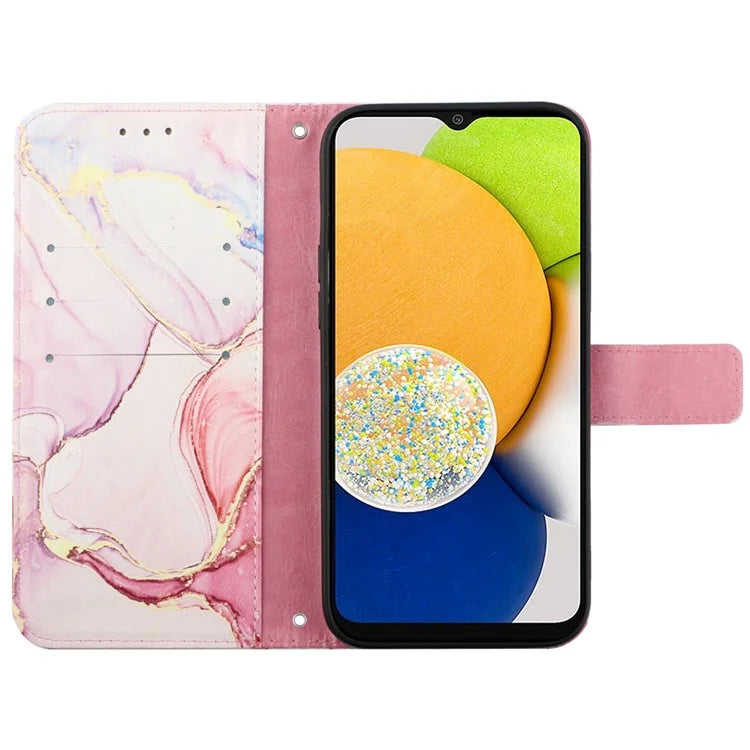 YB Pattern Printing Leather Series-5 for Samsung Galaxy A05 4G Case Leather Wallet Phone Shell with Strap