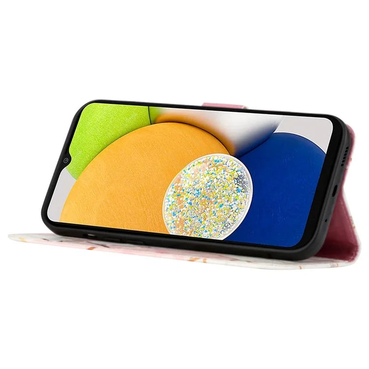 YB Pattern Printing Leather Series-5 for Samsung Galaxy A05 4G Case Leather Wallet Phone Shell with Strap