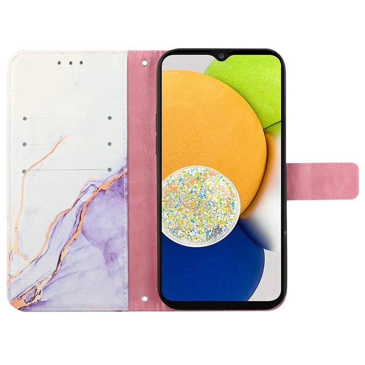YB Pattern Printing Leather Series-5 for Samsung Galaxy A05 4G Case Leather Wallet Phone Shell with Strap