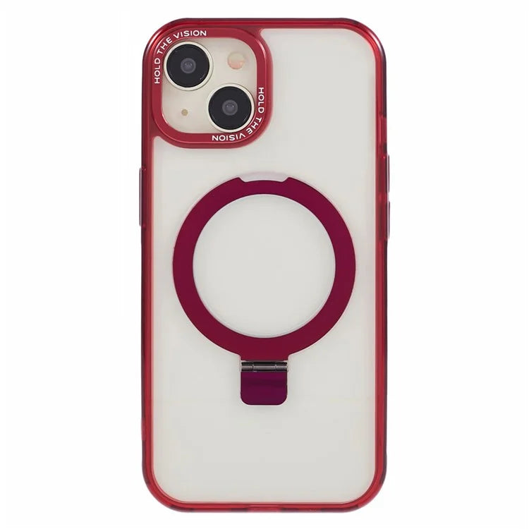For iPhone 15 Kickstand Magnetic Case TPU+PC Clear Phone Cover