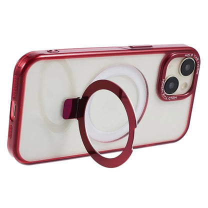 For iPhone 15 Kickstand Magnetic Case TPU+PC Clear Phone Cover