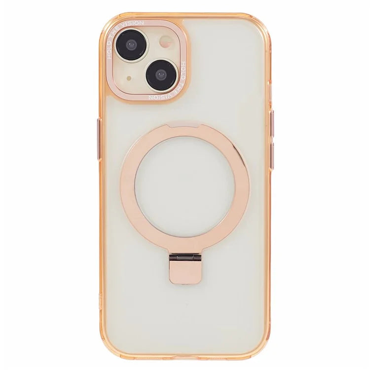 For iPhone 15 Kickstand Magnetic Case TPU+PC Clear Phone Cover
