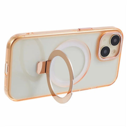 For iPhone 15 Kickstand Magnetic Case TPU+PC Clear Phone Cover