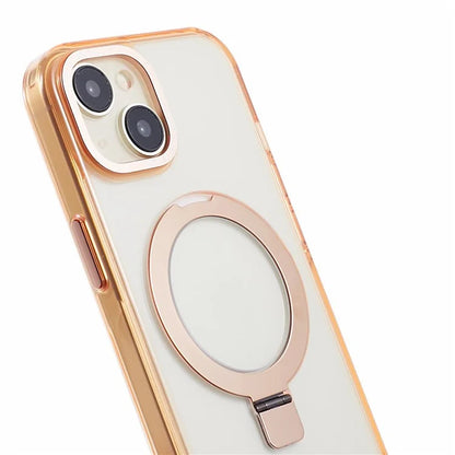 For iPhone 15 Kickstand Magnetic Case TPU+PC Clear Phone Cover