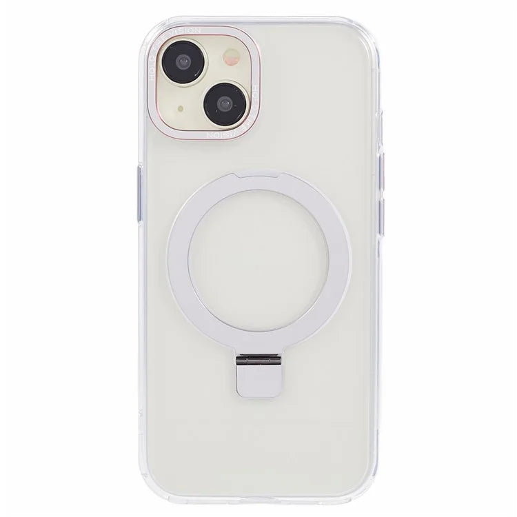 For iPhone 15 Kickstand Magnetic Case TPU+PC Clear Phone Cover