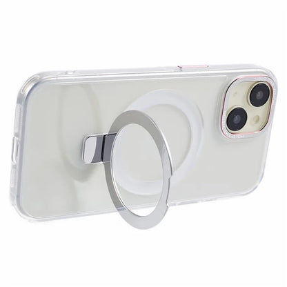 For iPhone 15 Kickstand Magnetic Case TPU+PC Clear Phone Cover