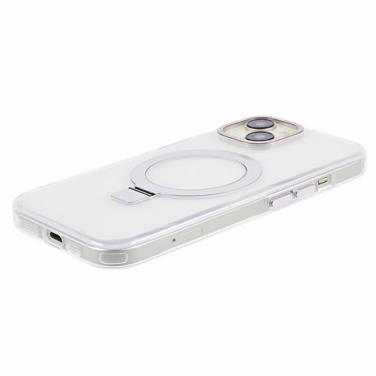 For iPhone 15 Kickstand Magnetic Case TPU+PC Clear Phone Cover