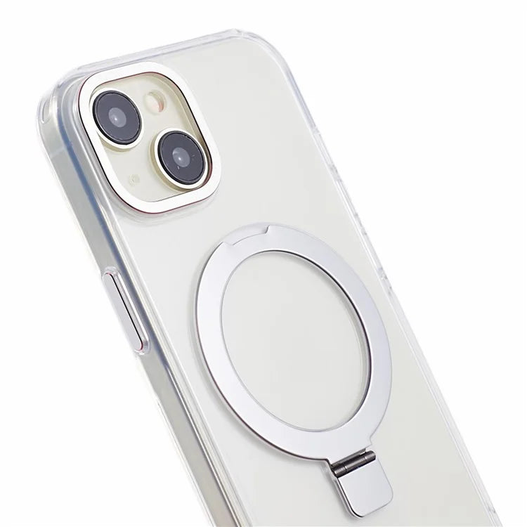 For iPhone 15 Kickstand Magnetic Case TPU+PC Clear Phone Cover