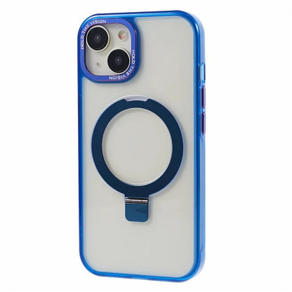 For iPhone 15 Kickstand Magnetic Case TPU+PC Clear Phone Cover