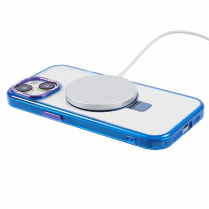 For iPhone 15 Kickstand Magnetic Case TPU+PC Clear Phone Cover