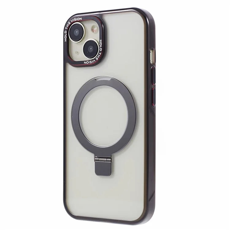 For iPhone 15 Kickstand Magnetic Case TPU+PC Clear Phone Cover