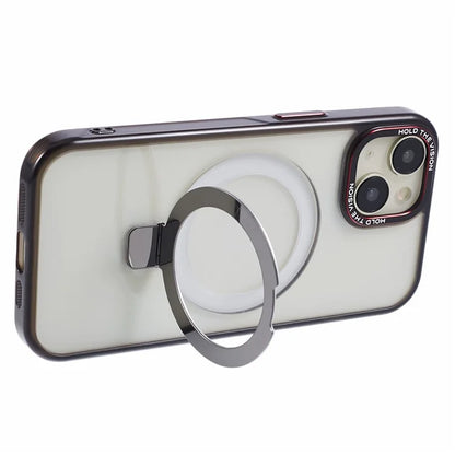 For iPhone 15 Kickstand Magnetic Case TPU+PC Clear Phone Cover