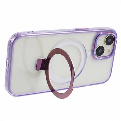 For iPhone 15 Plus Transparent Case TPU+PC Invisible Kickstand Magnetic Phone Cover