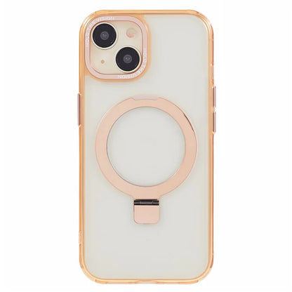 For iPhone 15 Plus Transparent Case TPU+PC Invisible Kickstand Magnetic Phone Cover