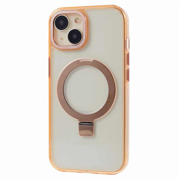 For iPhone 15 Plus Transparent Case TPU+PC Invisible Kickstand Magnetic Phone Cover
