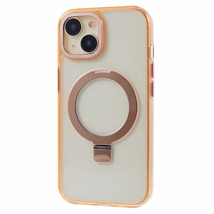 For iPhone 15 Plus Transparent Case TPU+PC Invisible Kickstand Magnetic Phone Cover