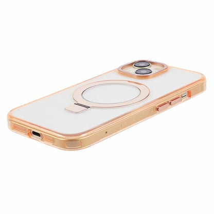 For iPhone 15 Plus Transparent Case TPU+PC Invisible Kickstand Magnetic Phone Cover