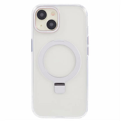 For iPhone 15 Plus Transparent Case TPU+PC Invisible Kickstand Magnetic Phone Cover